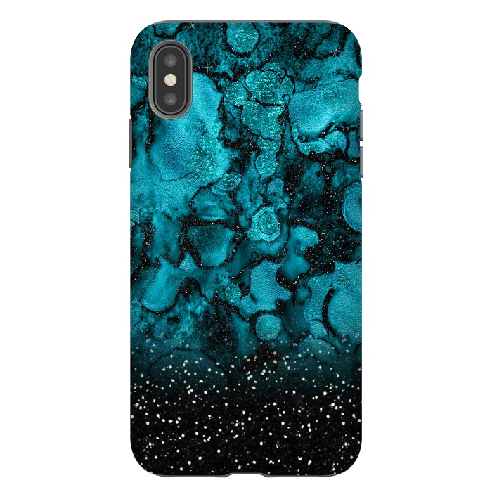 iPhone Xs Max StrongFit Indigo Blue Marble and Black Glitter by  Utart