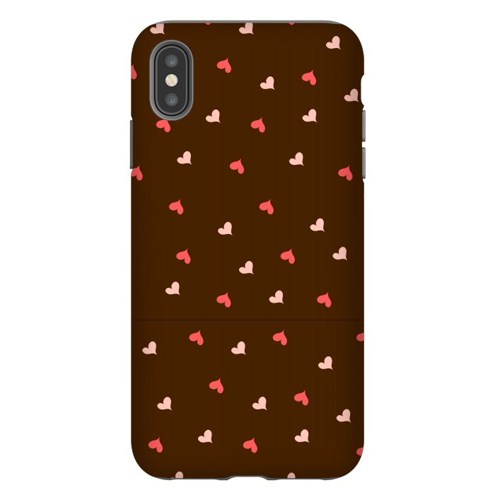 iPhone Xs Max StrongFit red hearts with brown background by MALLIKA