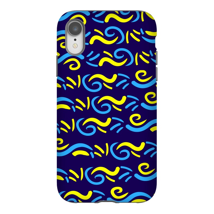 iPhone Xr StrongFit abstract pattern blue yellow by MALLIKA