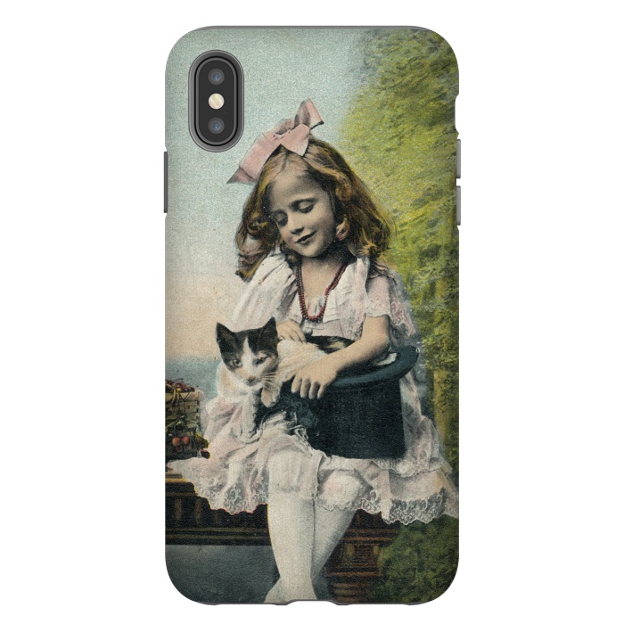 iPhone Xs Max StrongFit Retro Girl With Cat by Andrea Haase