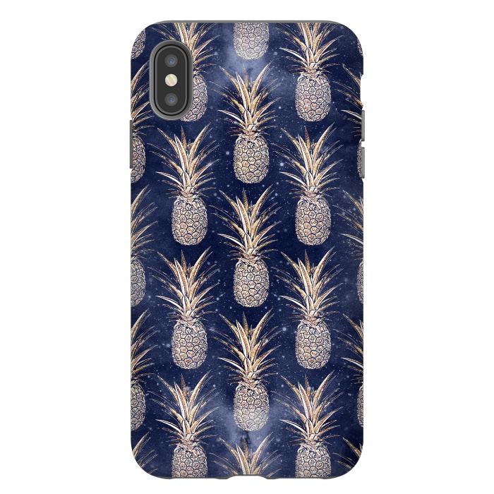 iPhone Xs Max StrongFit Modern Golden pineapples nebula pattern by InovArts