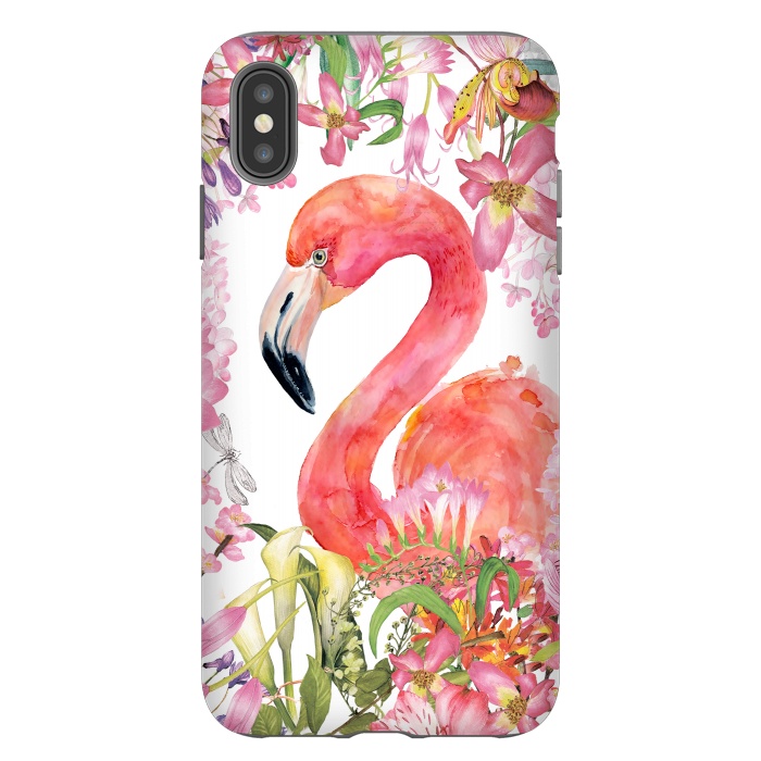 iPhone Xs Max StrongFit Flamingo in Flower Jungle by  Utart