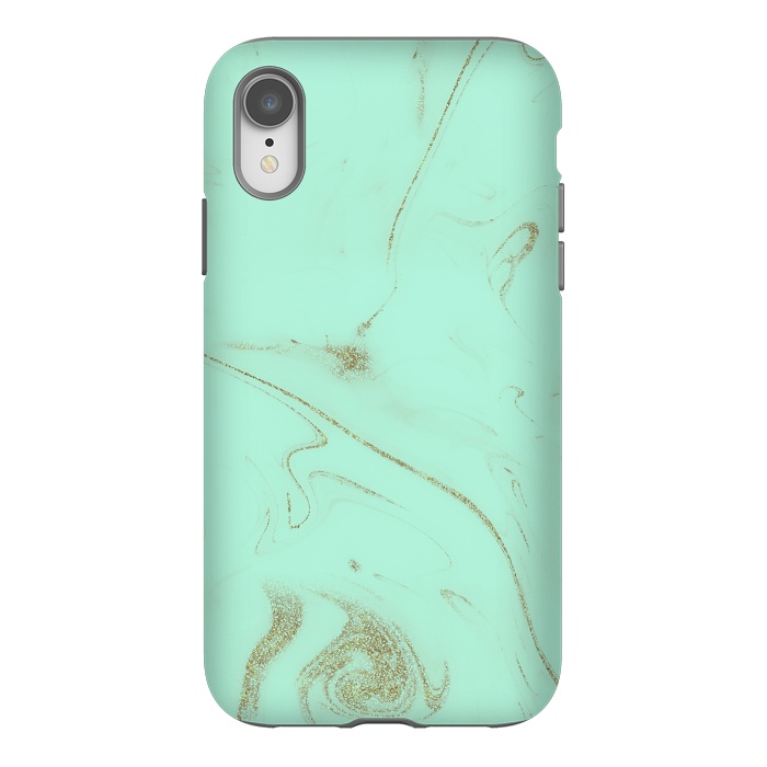 iPhone Xr StrongFit Elegant gold and mint marble image by InovArts