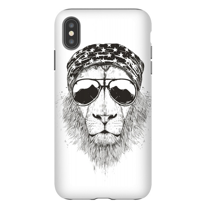 iPhone Xs Max StrongFit Wild lion (bw) by Balazs Solti