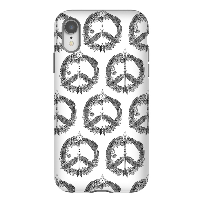 iPhone Xr StrongFit Bohemian Peace Sign Print by Becky Starsmore