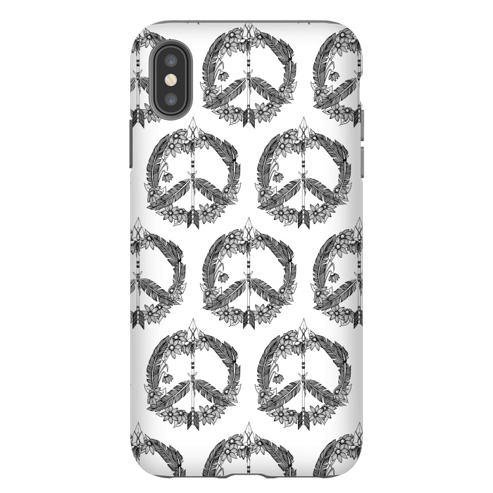 iPhone Xs Max StrongFit Bohemian Peace Sign Print by Becky Starsmore