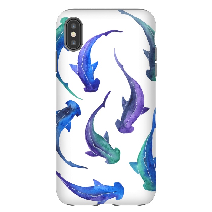 iPhone Xs Max StrongFit Hammerhead Shark Print by Becky Starsmore