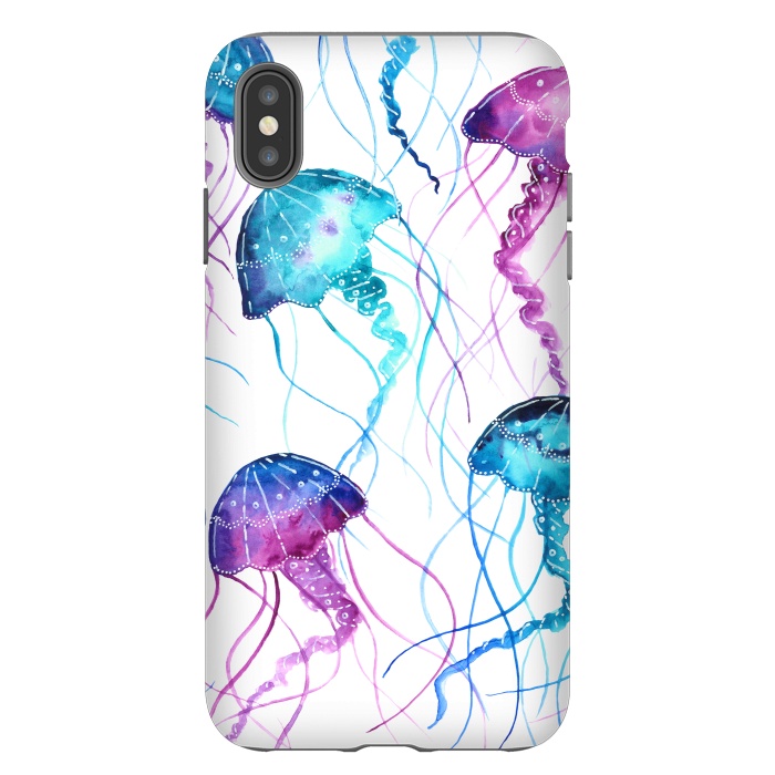 iPhone Xs Max StrongFit Watercolor Jellyfish Print by Becky Starsmore