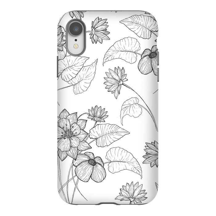 iPhone Xr StrongFit Monochrome Sketchbook Floral by Becky Starsmore