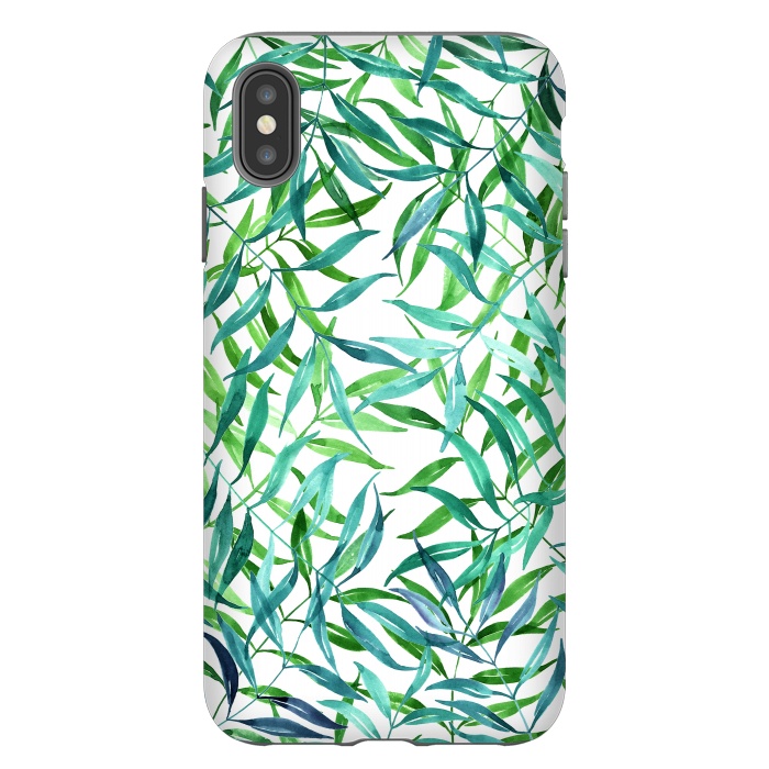 iPhone Xs Max StrongFit Green Palm Leaf Print by Becky Starsmore
