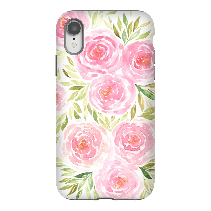 iPhone Xr StrongFit Pastel Pink Peony Floral Print by Becky Starsmore
