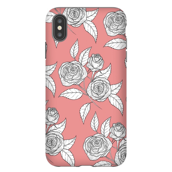 iPhone Xs Max StrongFit Dusky Pink Vintage Rose Print by Becky Starsmore