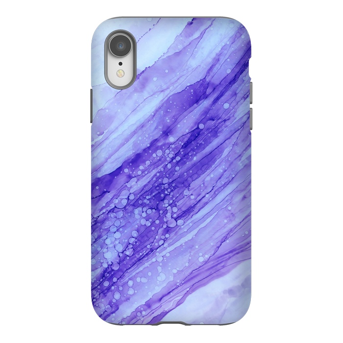 iPhone Xr StrongFit Purple Marble Print by Becky Starsmore