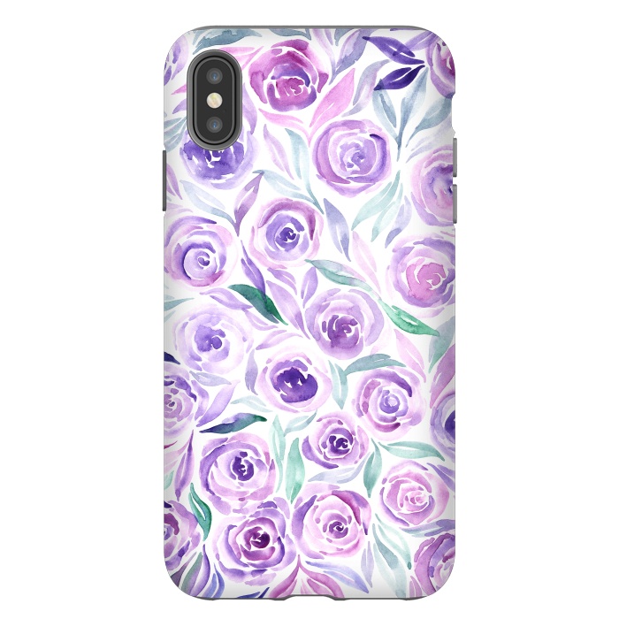 iPhone Xs Max StrongFit Purple Rose Floral Print by Becky Starsmore