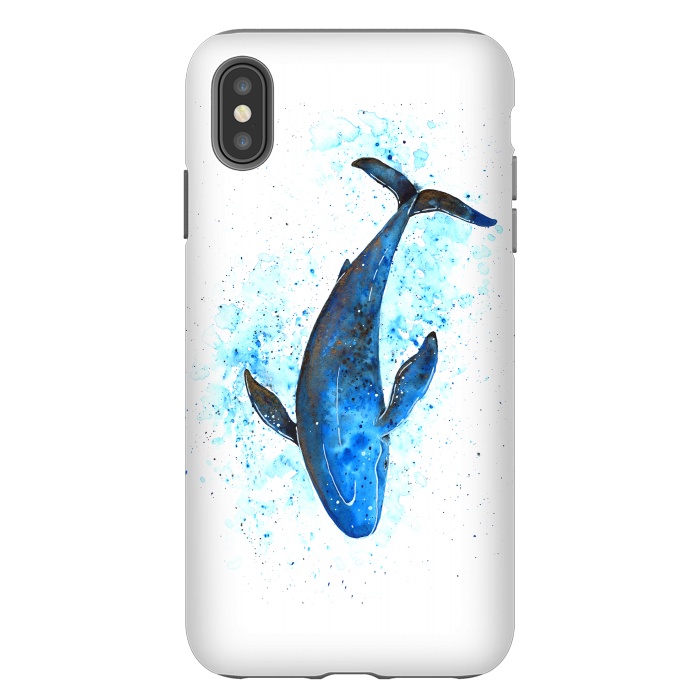 iPhone Xs Max StrongFit Watercolor Blue Whale Dive by Becky Starsmore