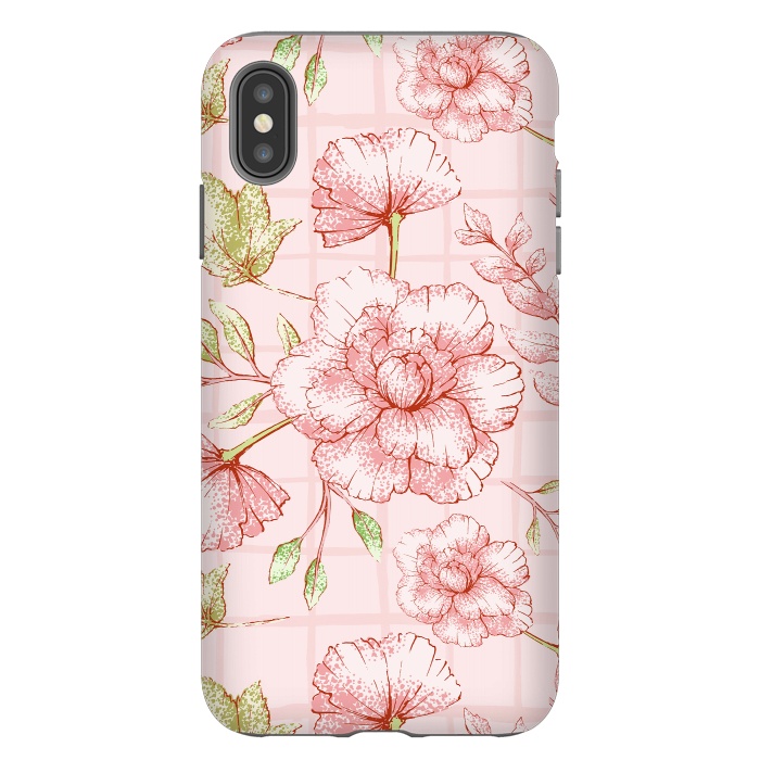 iPhone Xs Max StrongFit Modern pink Grid and Flower Pattern by  Utart