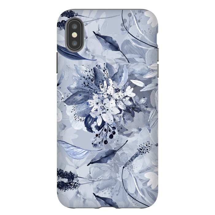 iPhone Xs Max StrongFit Autumnal fresh gray and blue flower rose pattern by  Utart