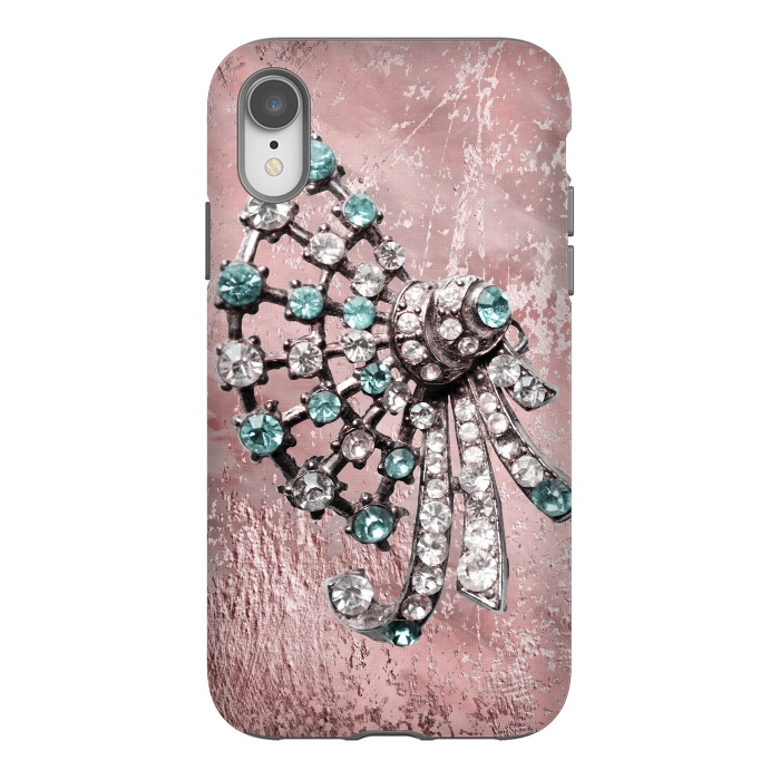 iPhone Xr StrongFit Rhinestone Embellishment Pink And Teal by Andrea Haase