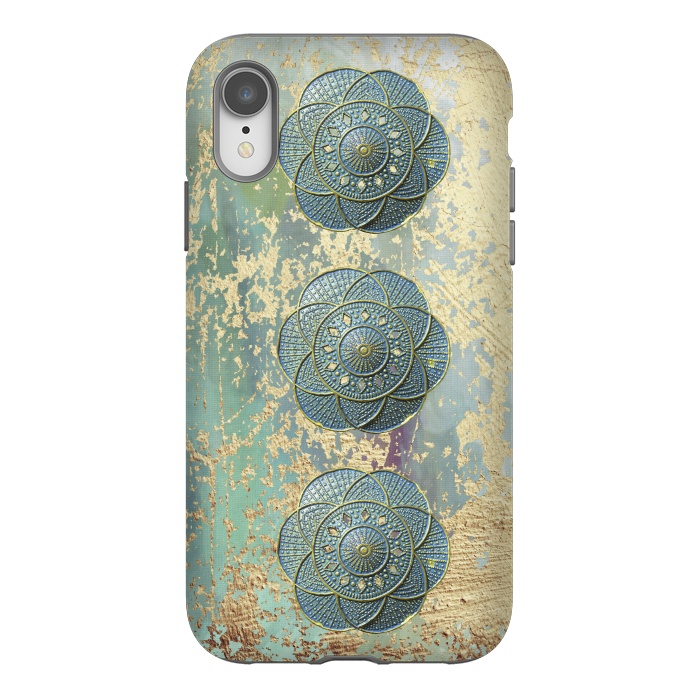 iPhone Xr StrongFit Precious Embellishment On Gold And Teal by Andrea Haase
