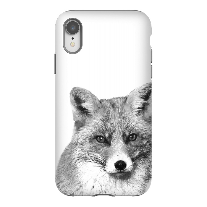 iPhone Xr StrongFit Black and White Fox by Alemi