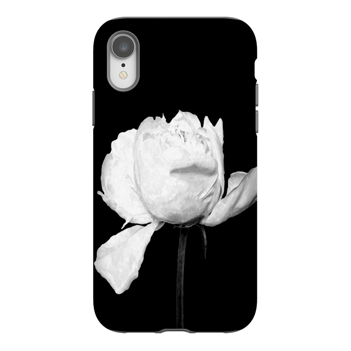 iPhone Xr StrongFit White Peony Black Background by Alemi