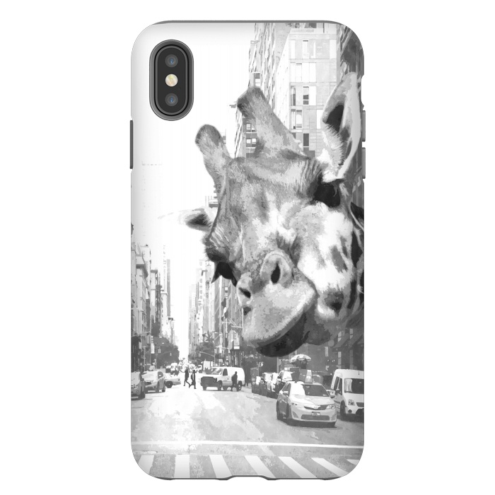 iPhone Xs Max StrongFit Black and White Selfie Giraffe in NYC by Alemi