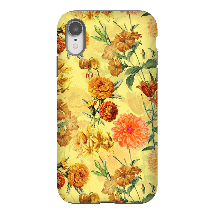 iPhone Xr StrongFit Yellow vintage Flower Pattern by  Utart