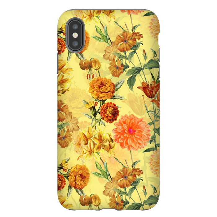 iPhone Xs Max StrongFit Yellow vintage Flower Pattern by  Utart