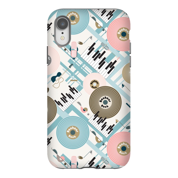 iPhone Xr StrongFit Bauhaus Rock - Pink and Blue by Paula Ohreen