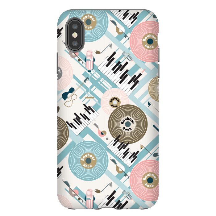 iPhone Xs Max StrongFit Bauhaus Rock - Pink and Blue by Paula Ohreen