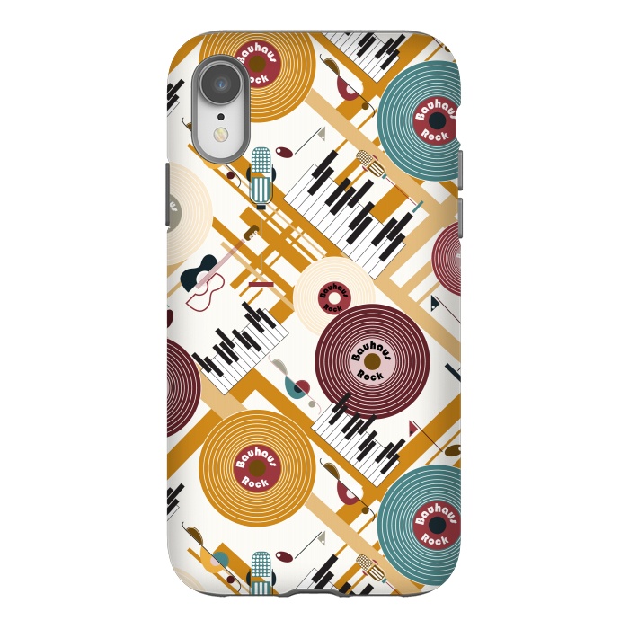 iPhone Xr StrongFit Bauhaus Rock - Mustard and Burgundy by Paula Ohreen