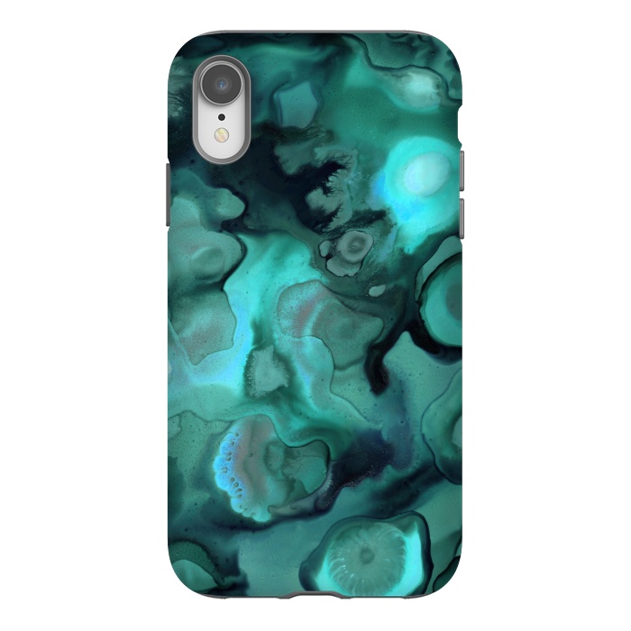 iPhone Xr StrongFit Ebb and Flow in Emerald by Micklyn Le Feuvre