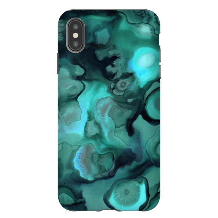 iPhone Xs Max StrongFit Ebb and Flow in Emerald by Micklyn Le Feuvre