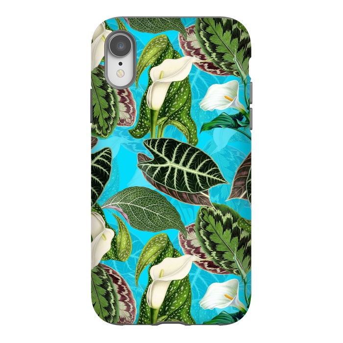 iPhone Xr StrongFit Fresh tropical Flowers and Leaves Pattern by  Utart