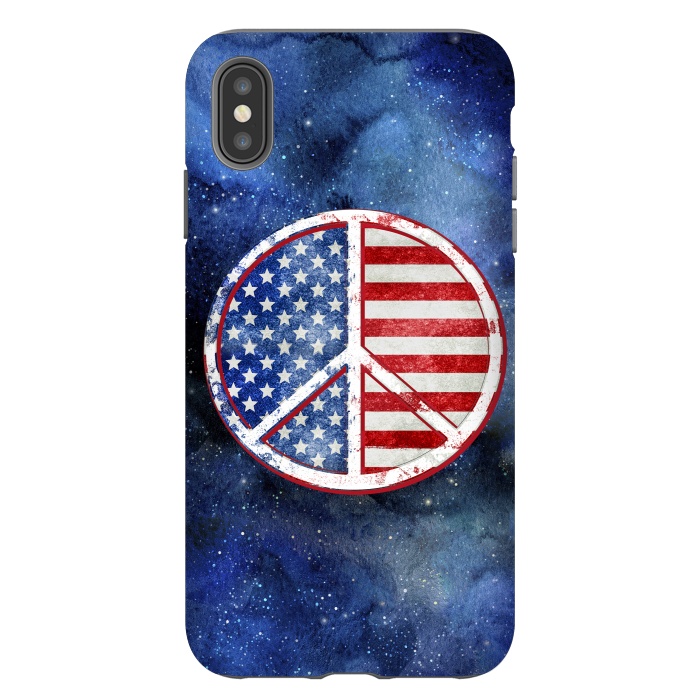 iPhone Xs Max StrongFit Peace Sign Stars and Stripes USA Flag 2 by Andrea Haase
