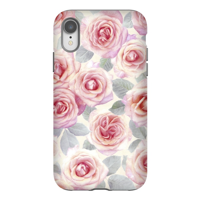 iPhone Xr StrongFit Painted Pink and Mauve Roses by Micklyn Le Feuvre