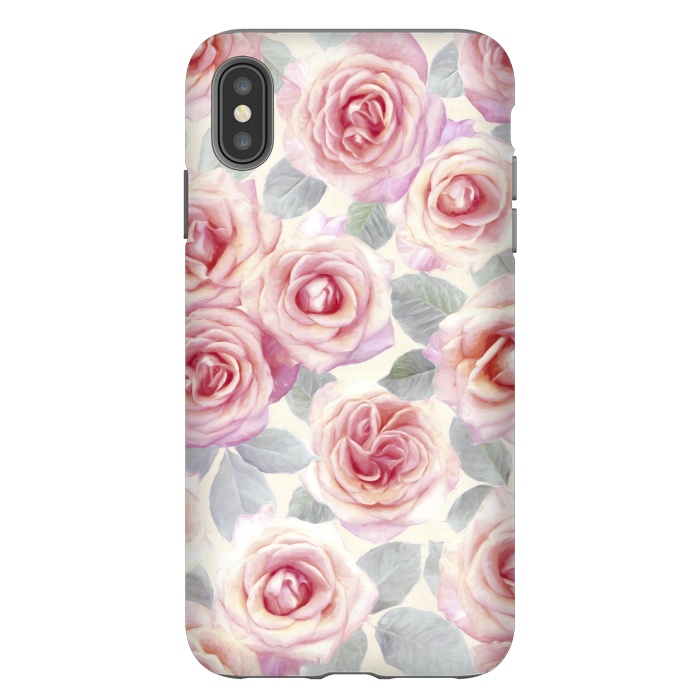 iPhone Xs Max StrongFit Painted Pink and Mauve Roses by Micklyn Le Feuvre