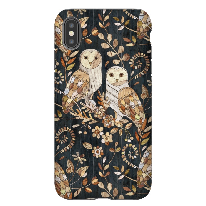 iPhone Xs Max StrongFit Wooden Wonderland Barn Owl Collage by Micklyn Le Feuvre