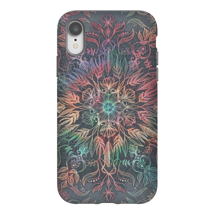 iPhone Xr StrongFit Winter Sunset Mandala in Charcoal, Mint and Melon by Micklyn Le Feuvre