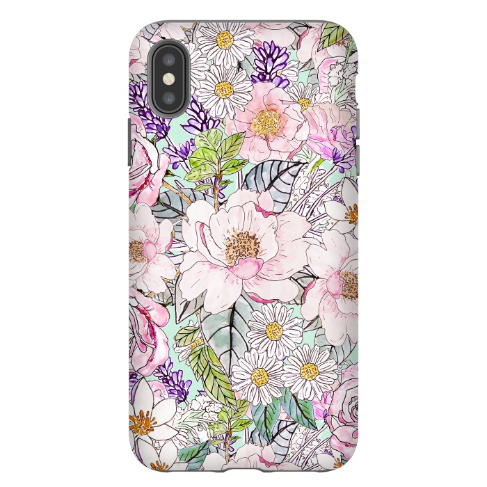 iPhone Xs Max StrongFit Watercolor garden peonies floral hand paint  by InovArts