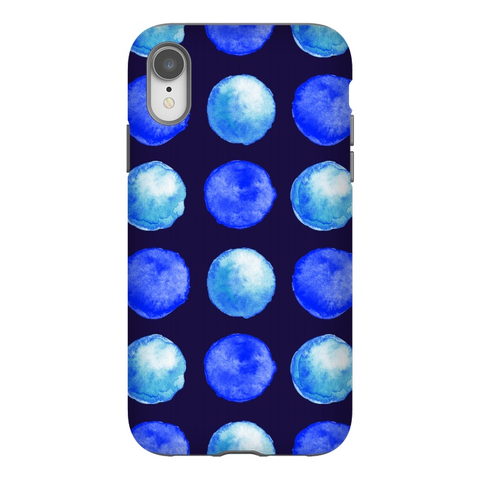 iPhone Xr StrongFit Winter Blue Watercolor Large Dots Pattern by Boriana Giormova