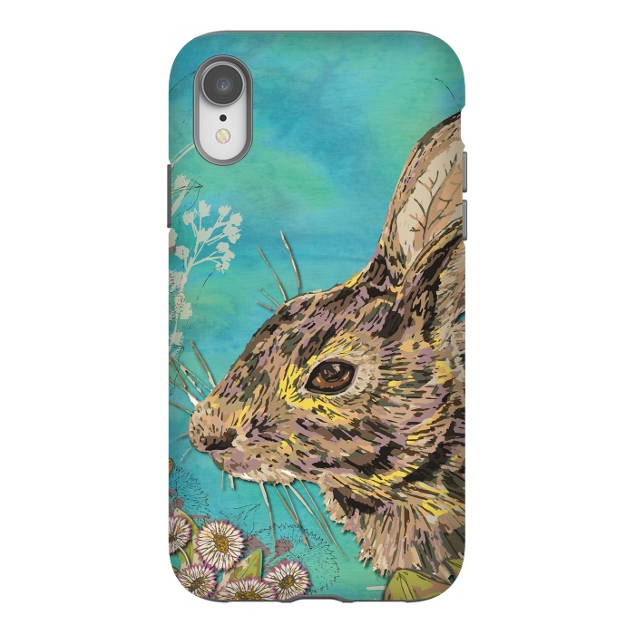 iPhone Xr StrongFit Rabbit and Daisies by Lotti Brown
