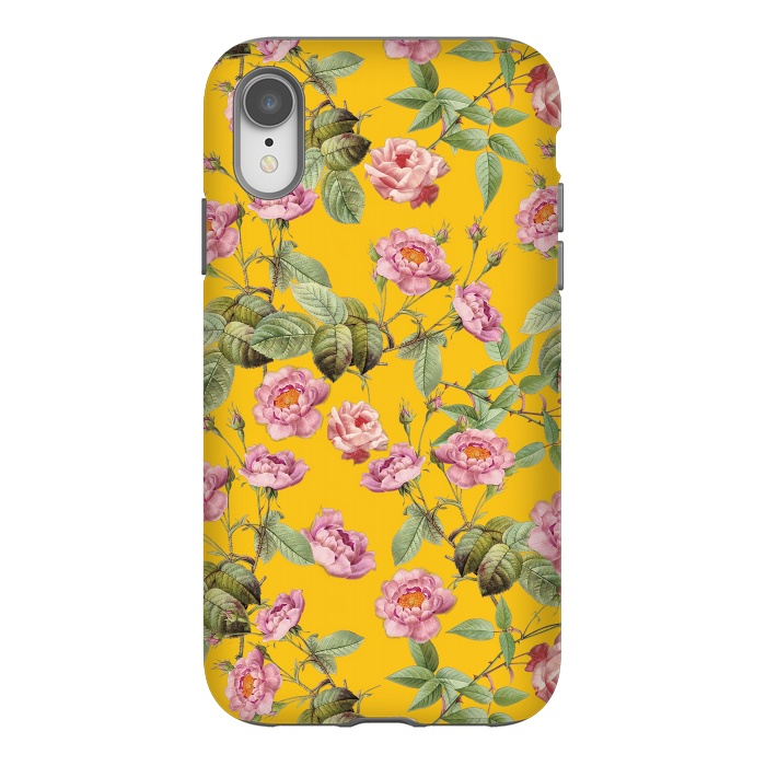 iPhone Xr StrongFit Pink Roses on Yellow by  Utart