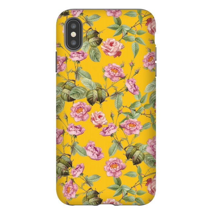 iPhone Xs Max StrongFit Pink Roses on Yellow by  Utart