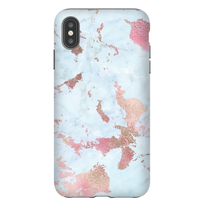 iPhone Xs Max StrongFit Rose Gold Metal Foil on Light Blue Marble by  Utart