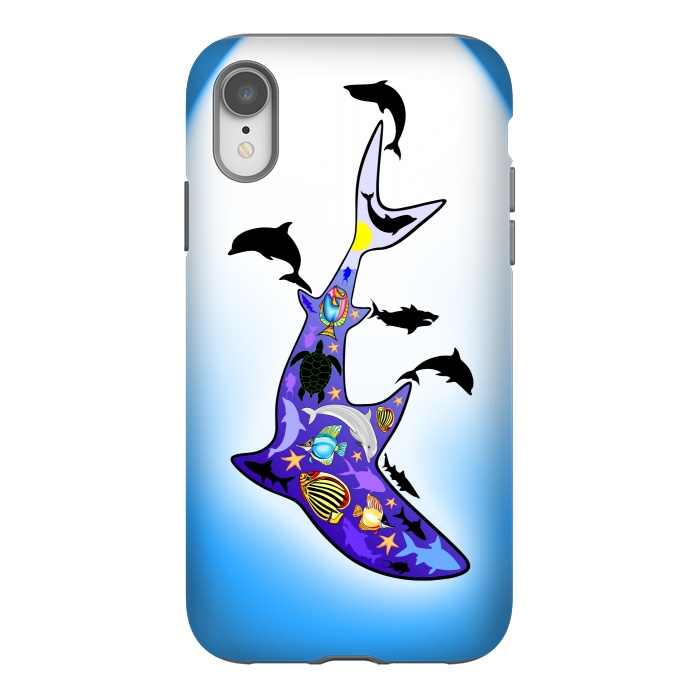 iPhone Xr StrongFit Shark MarineLife Scenery Patterned by BluedarkArt