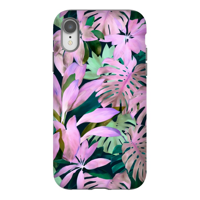 iPhone Xr StrongFit Tropical Night Magenta Jungle by Micklyn Le Feuvre