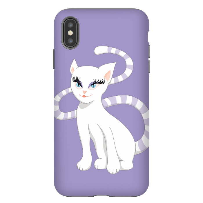 iPhone Xs Max StrongFit Beautiful Cartoon Cute White Cat by Boriana Giormova