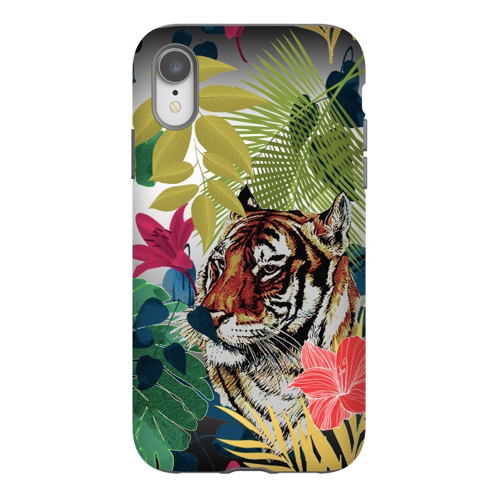 iPhone Xr StrongFit Tiger in flowers by Kashmira Baheti