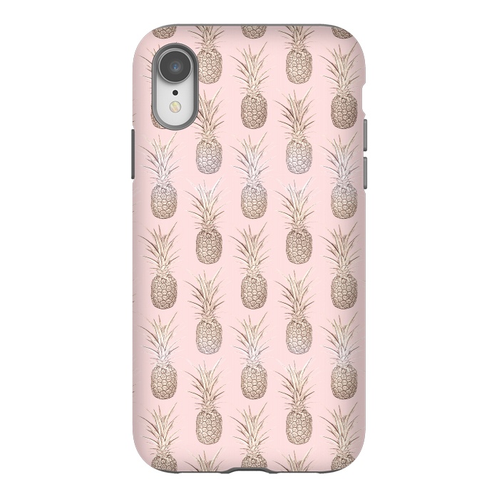 iPhone Xr StrongFit Golden and blush pineapples pattern by InovArts